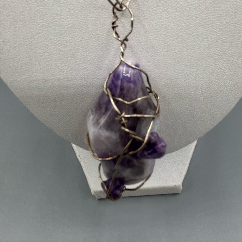 Artisan Silver Wire-Wrapped Natural Amethyst Necklace JP270